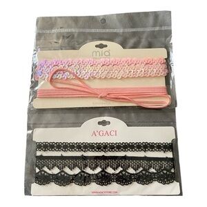 NWT-TWO SETS OF CHOKERS-BLACK & PINK